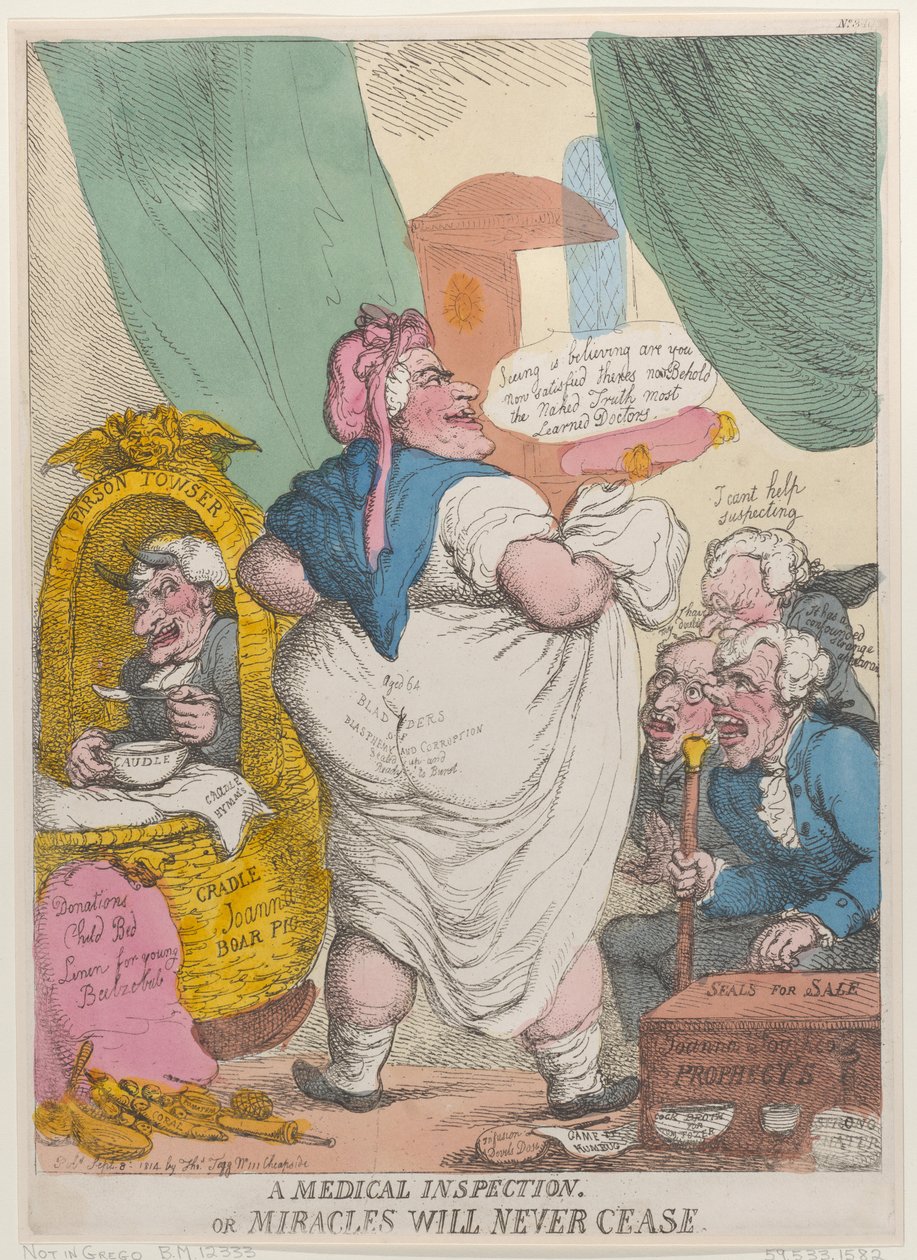 Egy orvosi vizsgálat vagy a csodák soha nem szűnnek meg, 1814. szeptember 15., 1814. szeptember 15. alkotó: Thomas Rowlandson