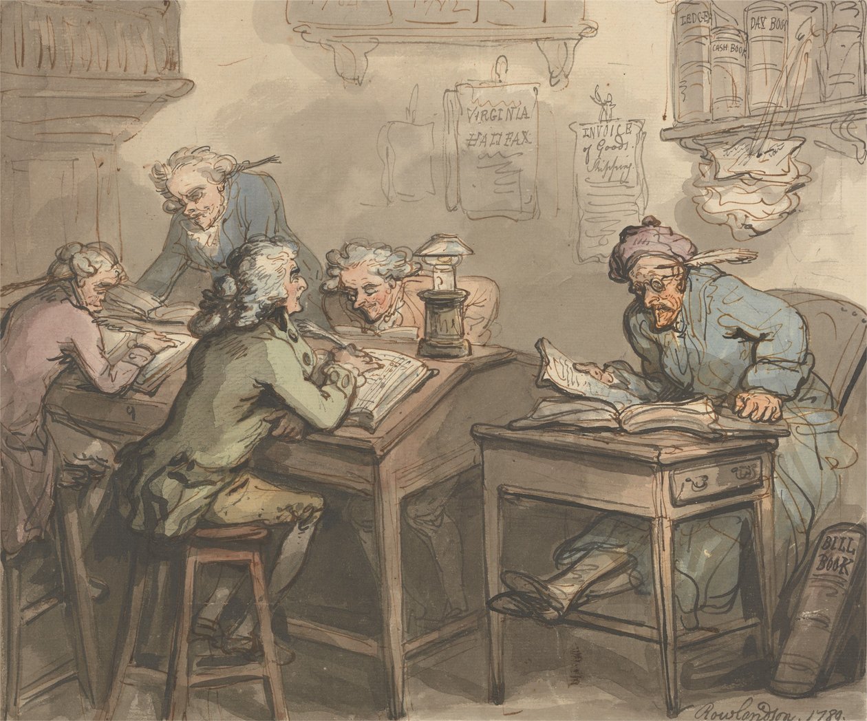 Egy kereskedő irodája alkotó: Thomas Rowlandson