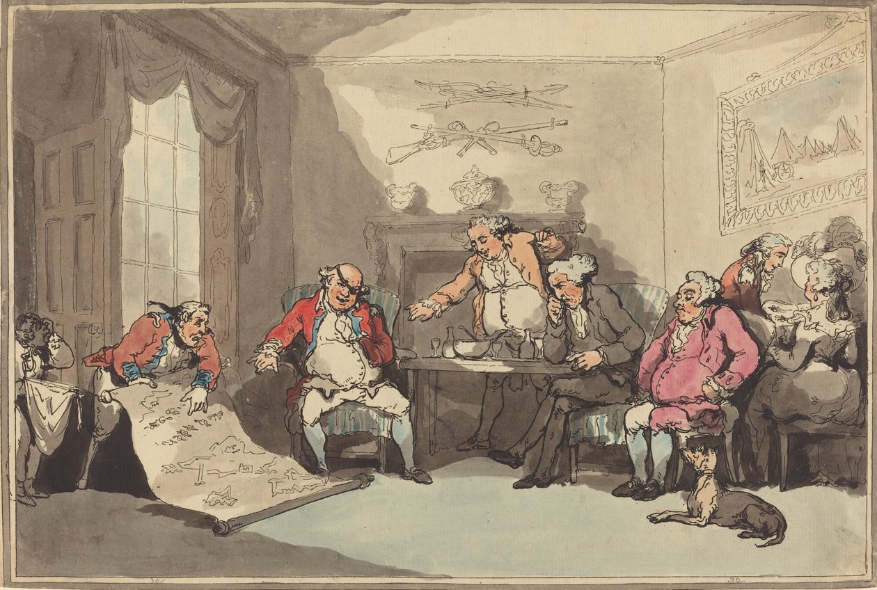 Egy milícia találkozó, valószínűleg 1799-ben. alkotó: Thomas Rowlandson