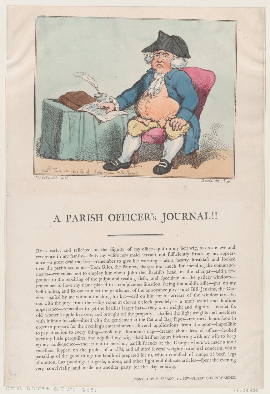 Egy plébániai tiszti lap!!, 1802. június 15., 1802. június 15. alkotó: Thomas Rowlandson