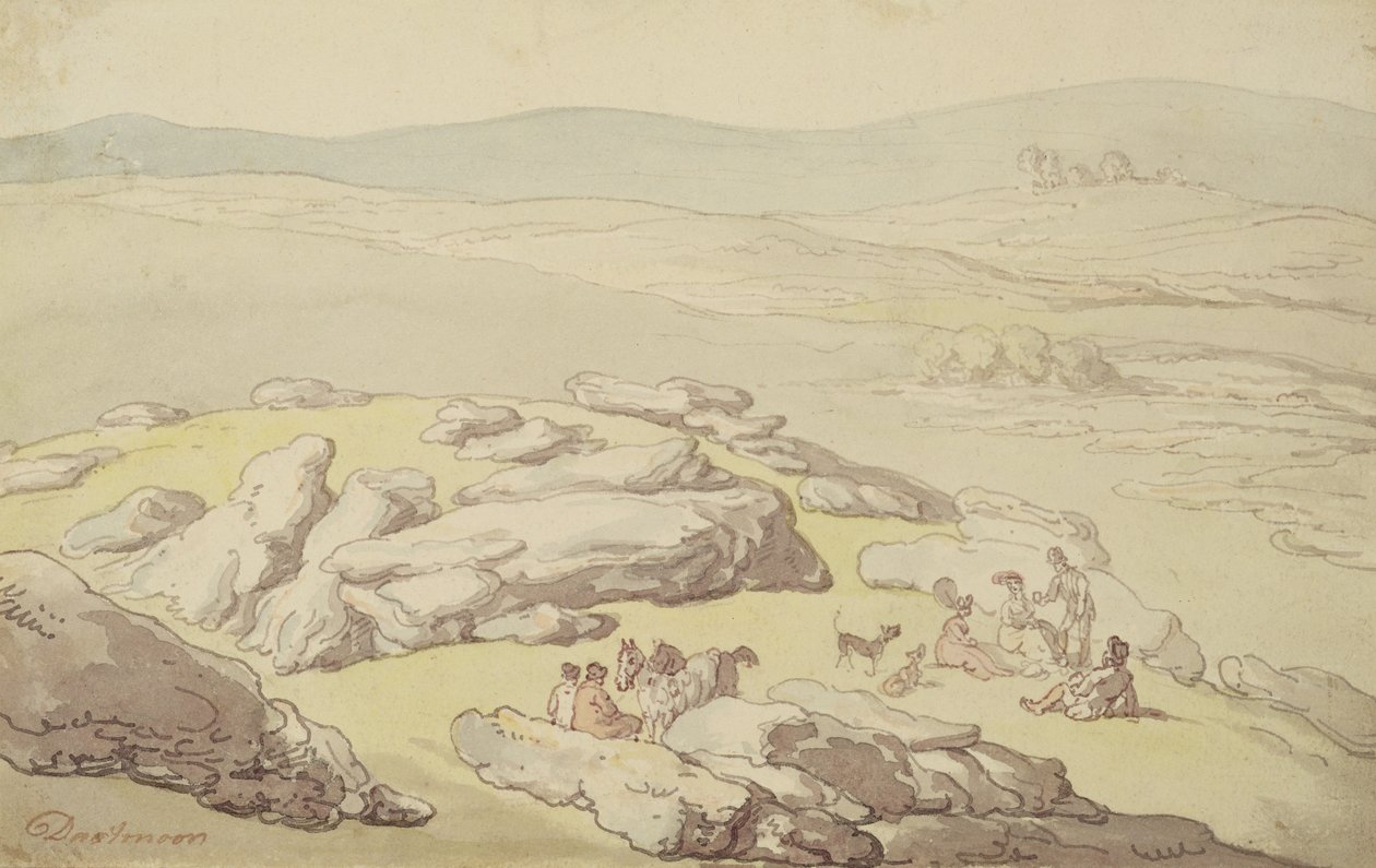 Piknik Dartmooron (toll és tinta és akvarell papíron) alkotó: Thomas Rowlandson