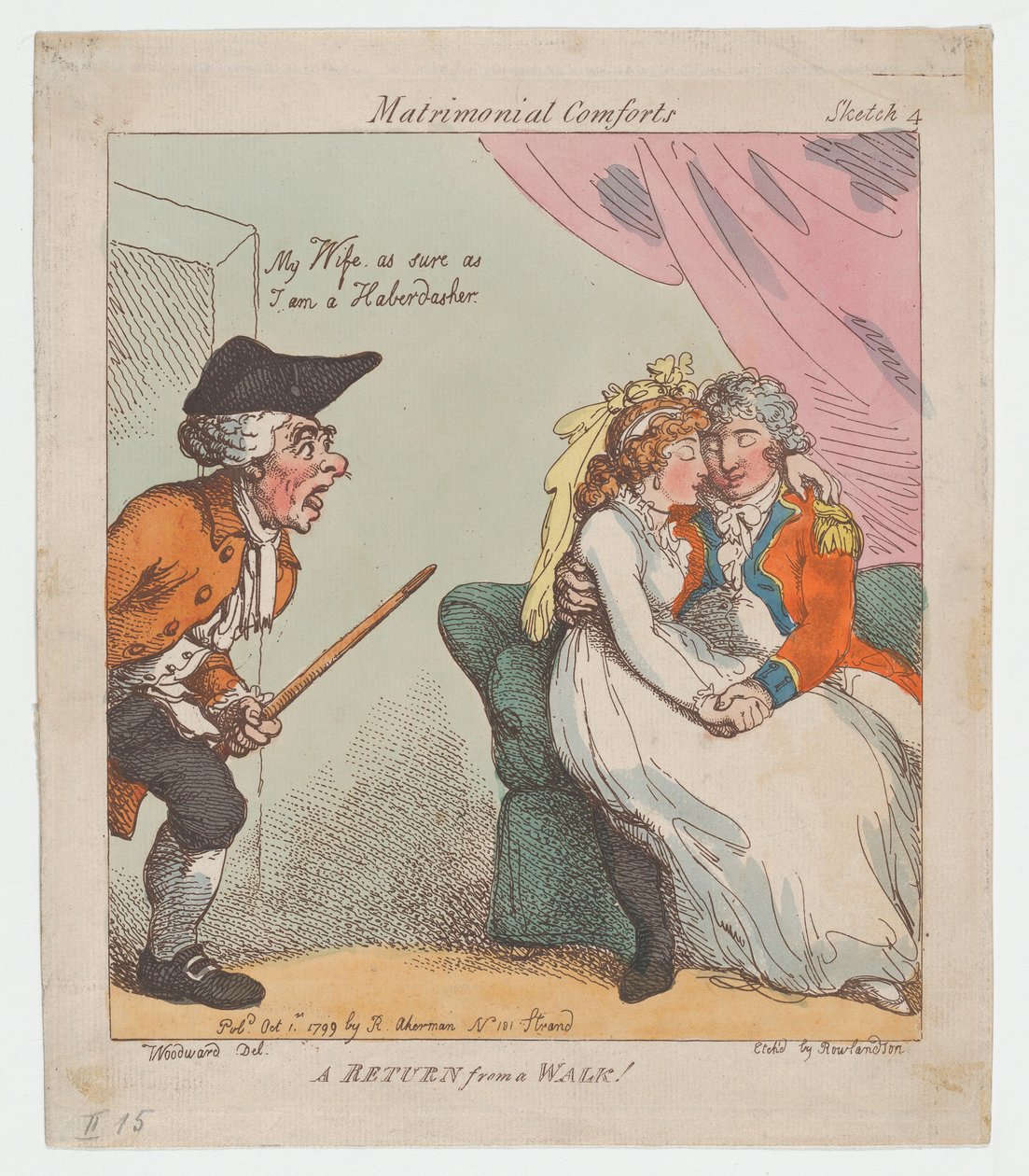 Visszatérés egy sétából, 1799. október 1., 1799. október 1. alkotó: Thomas Rowlandson