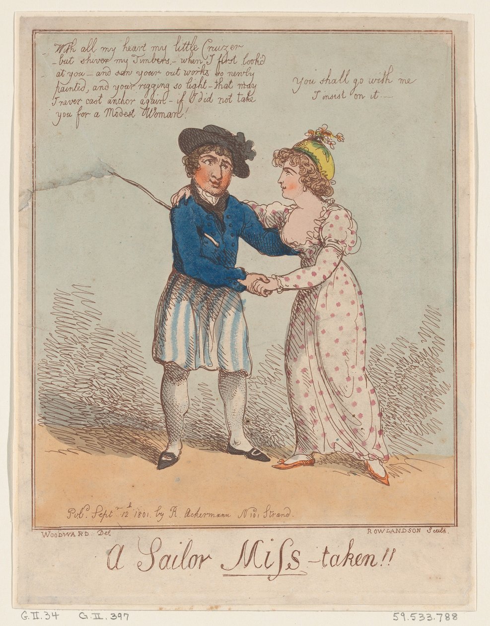 Egy tengerész kisasszony!!, 1801. szeptember 12., 1801. szeptember 12. alkotó: Thomas Rowlandson