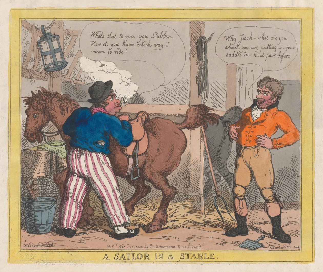 Tengerész az istállóban, 1805. november 25., 1805. november 25. alkotó: Thomas Rowlandson