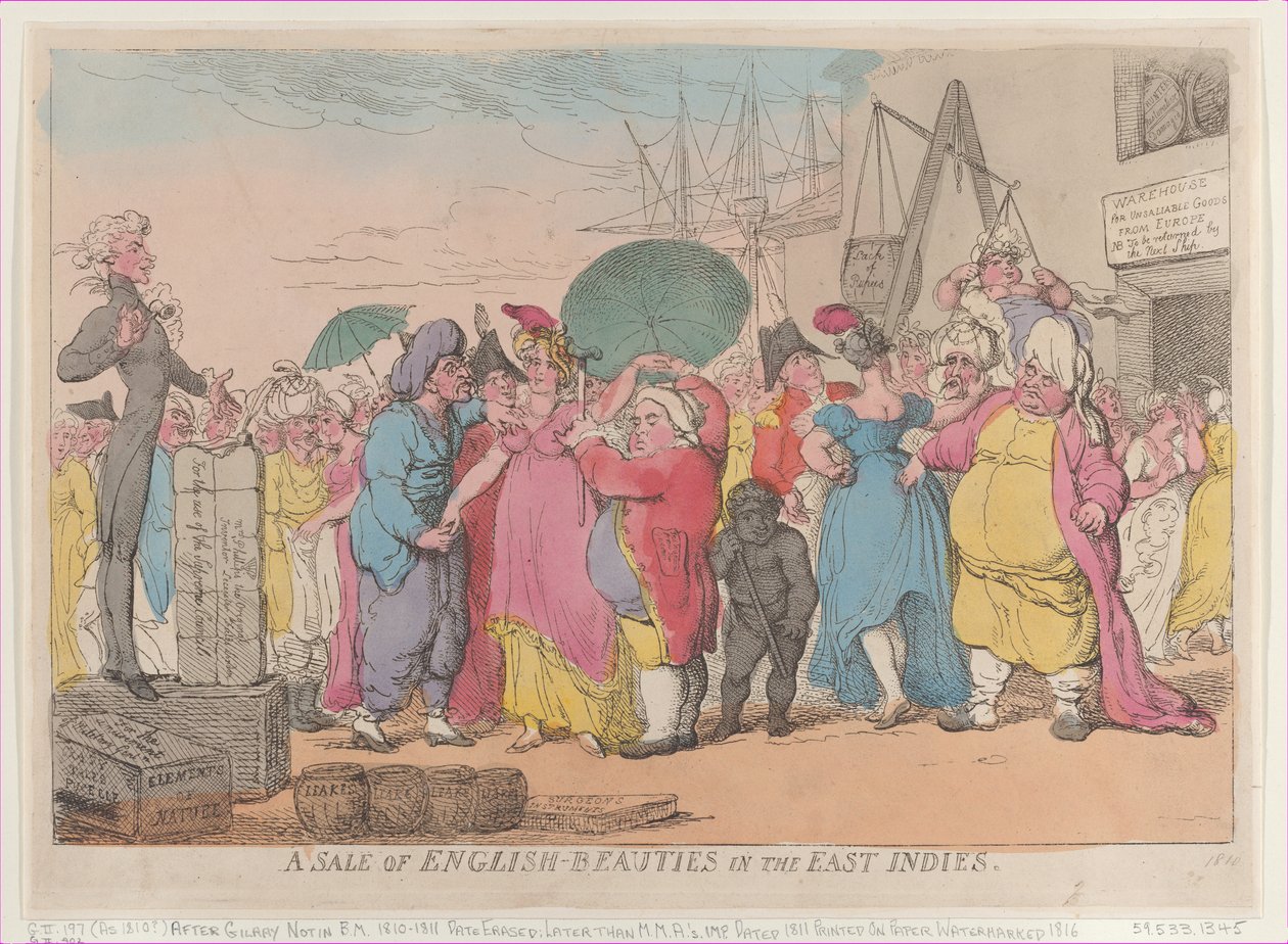 Angol-szépségek eladása Kelet-Indiában, [1811. május 10.], reprint., [1811. május 10.], utánnyomás. alkotó: Thomas Rowlandson