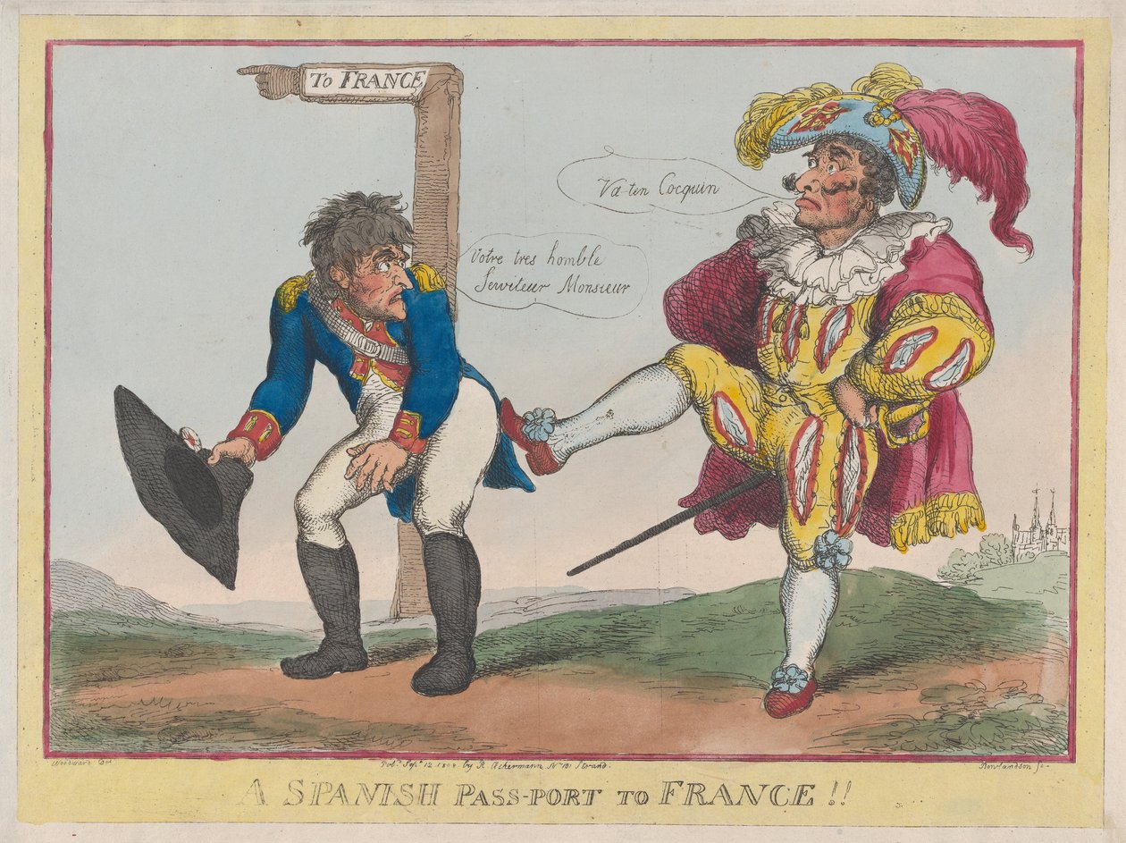 Egy spanyol Pass-Port Franciaországba!!, 1808. szeptember 12., 1808. szeptember 12. alkotó: Thomas Rowlandson