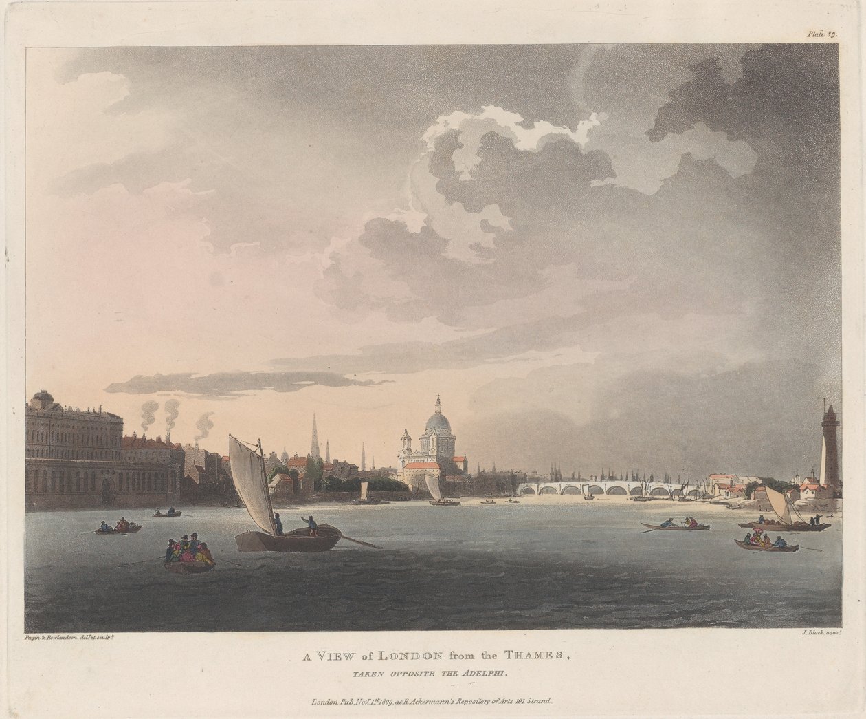 London kilátása a Temzéről, 1809. november 1., 1809. november 1. alkotó: Thomas Rowlandson