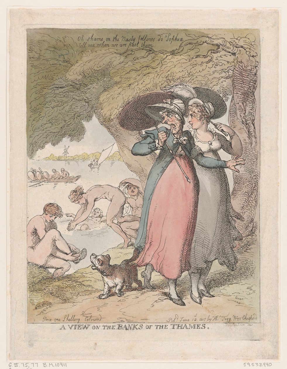 Kilátás a Temze partjára, 1807. június 18., 1807. június 18. alkotó: Thomas Rowlandson