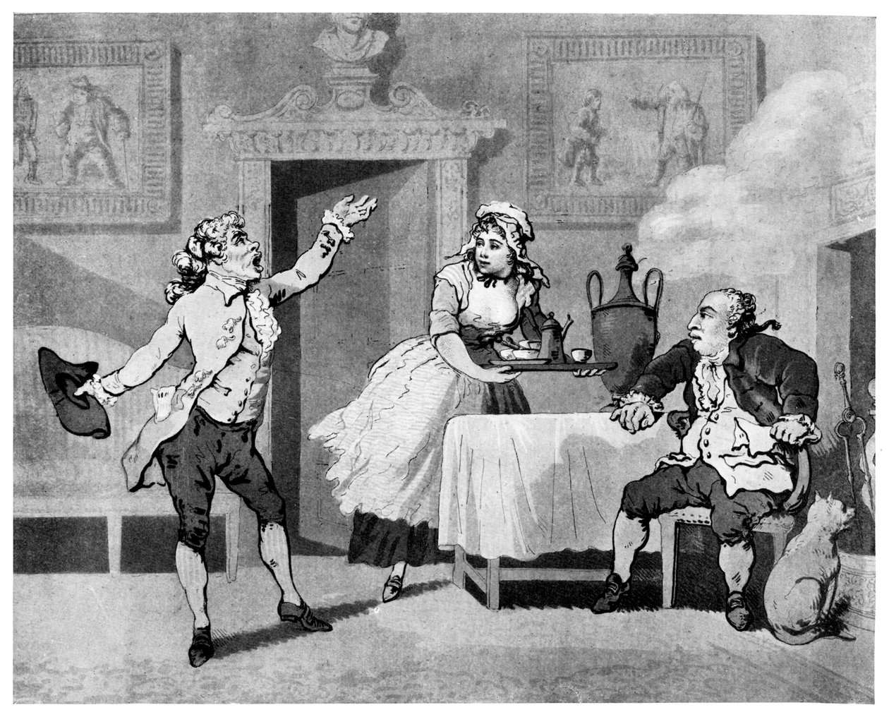 Színész szaval egy menedzsernek, 18. század vége. alkotó: Thomas Rowlandson