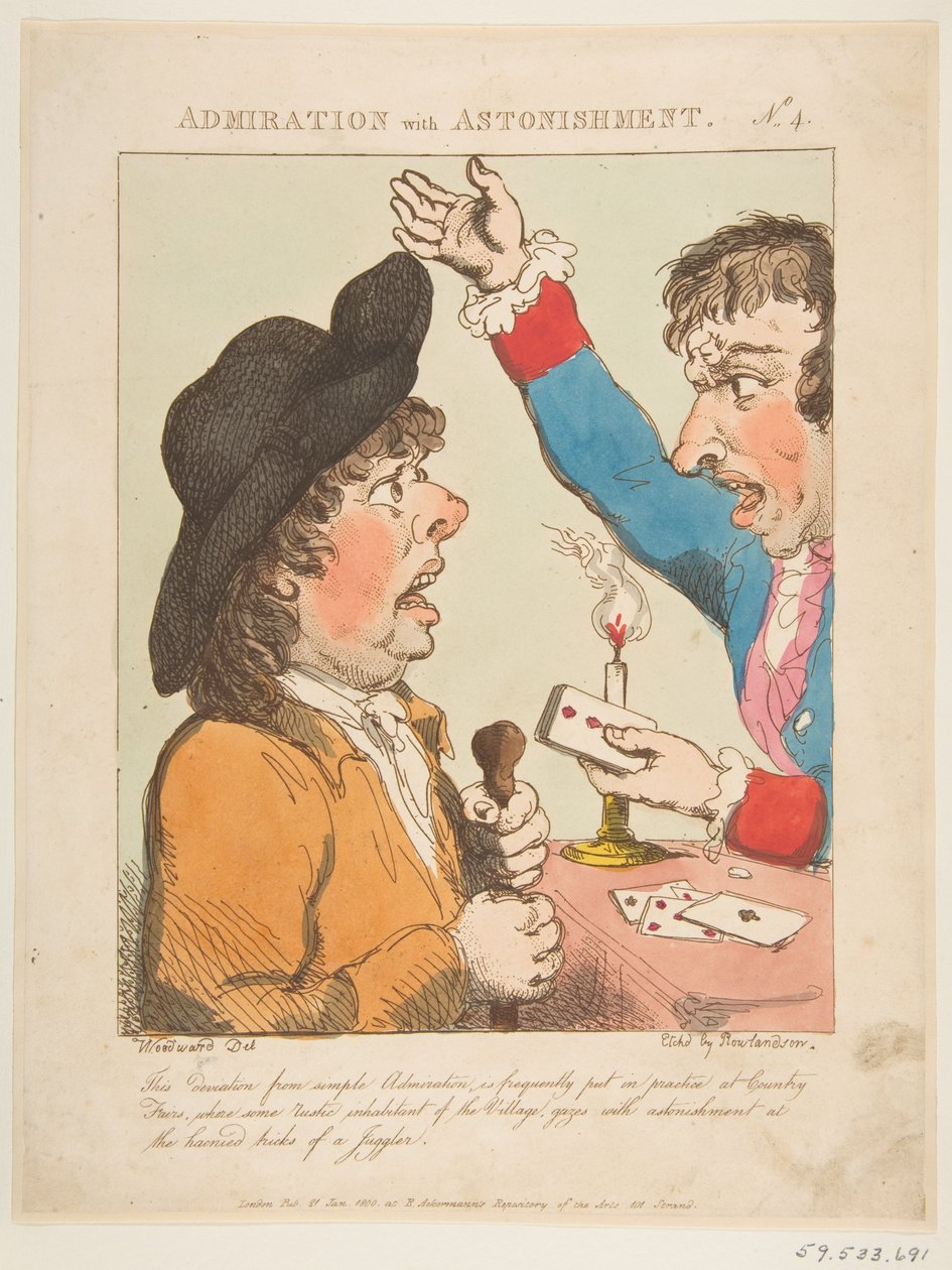 Csodálat ámulattal Le Brun Travested, avagy A szenvedélyek karikatúrái, 1800. január 21. alkotó: Thomas Rowlandson