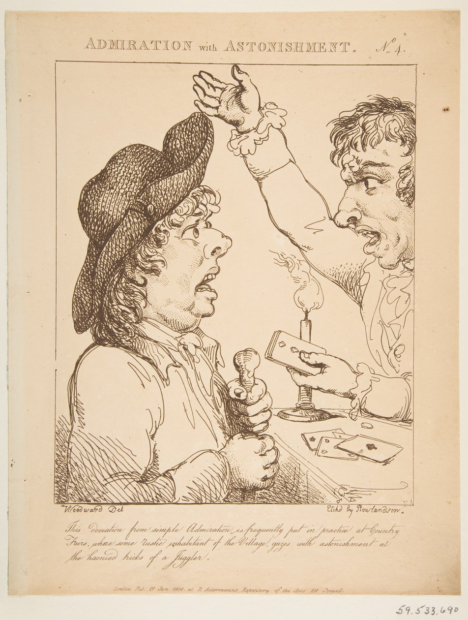 Csodálat ámulattal Le Brun Travested, avagy A szenvedélyek karikatúrái, 1800. január 21. alkotó: Thomas Rowlandson