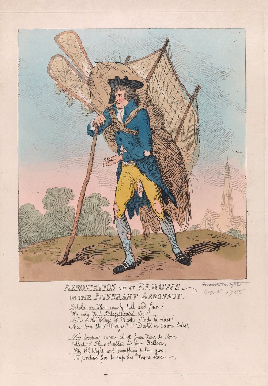 Aerostation az Elbowsban vagy az utazó repülőnél, kocsmában. 1785 (kézzel színezett metszet) alkotó: Thomas Rowlandson