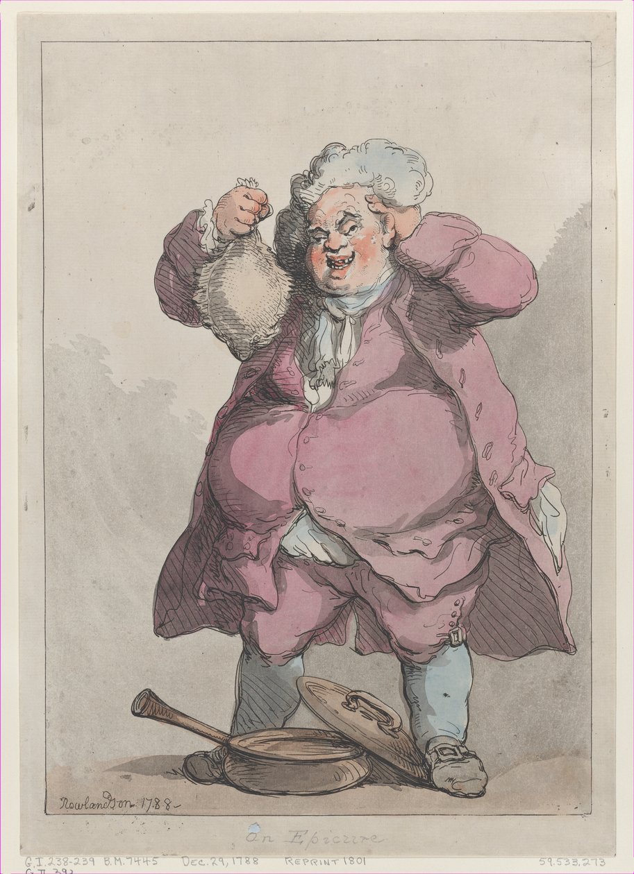 Epicure, [1788. december 29.], újra kiadva 1801., [1788. december 29.], újra kiadva 1801-ben. alkotó: Thomas Rowlandson