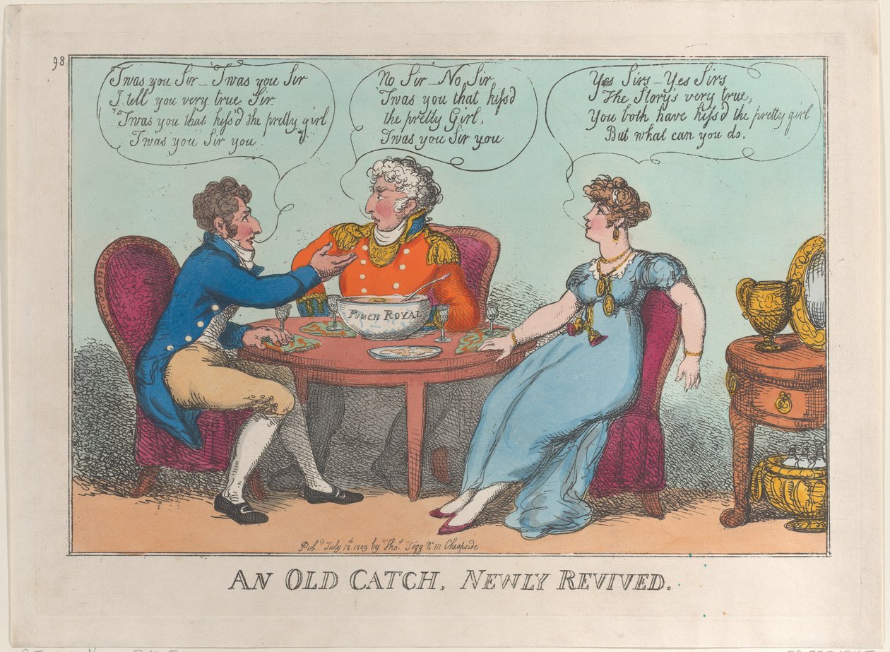 Egy régi fogás, újjáéledt, 1809. július 18., 1809. július 18. alkotó: Thomas Rowlandson