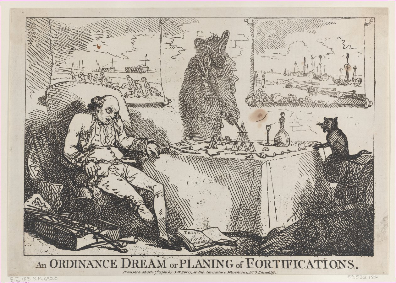 Rendeleti álom vagy erődítmények tervezése, 1786. március 7., 1786. március 7. alkotó: Thomas Rowlandson