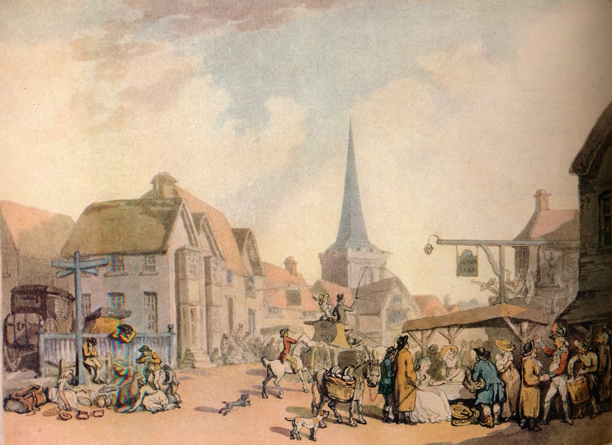 Egy régi angol falusi jelenet, XVIII. század. 1941 alkotó: Thomas Rowlandson