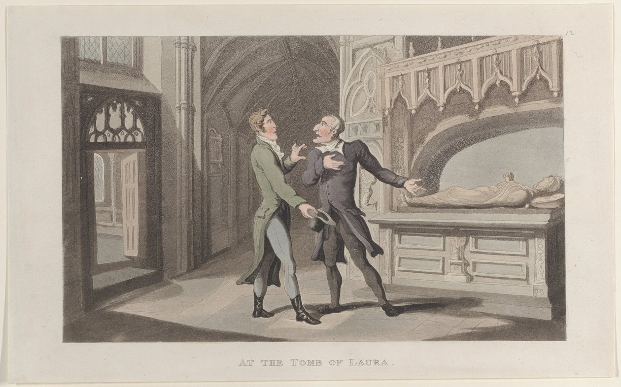 Laura sírjánál, Journal of Sentimental Travels in the Southern Provinces of..., 1817-21. alkotó: Thomas Rowlandson