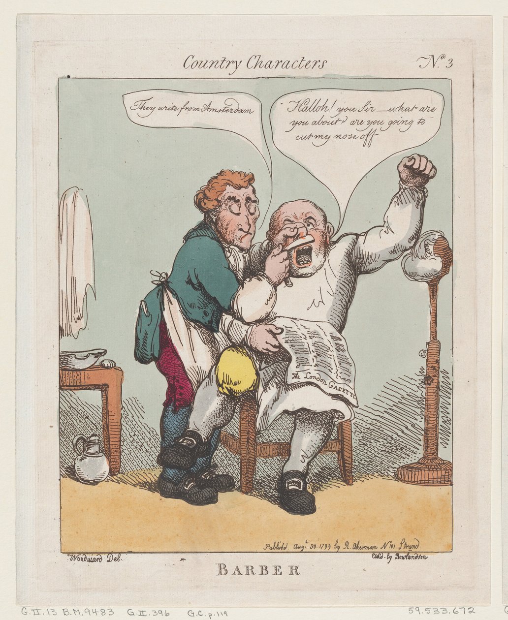 Borbély, 1799. augusztus 30., 1799. augusztus 30. alkotó: Thomas Rowlandson
