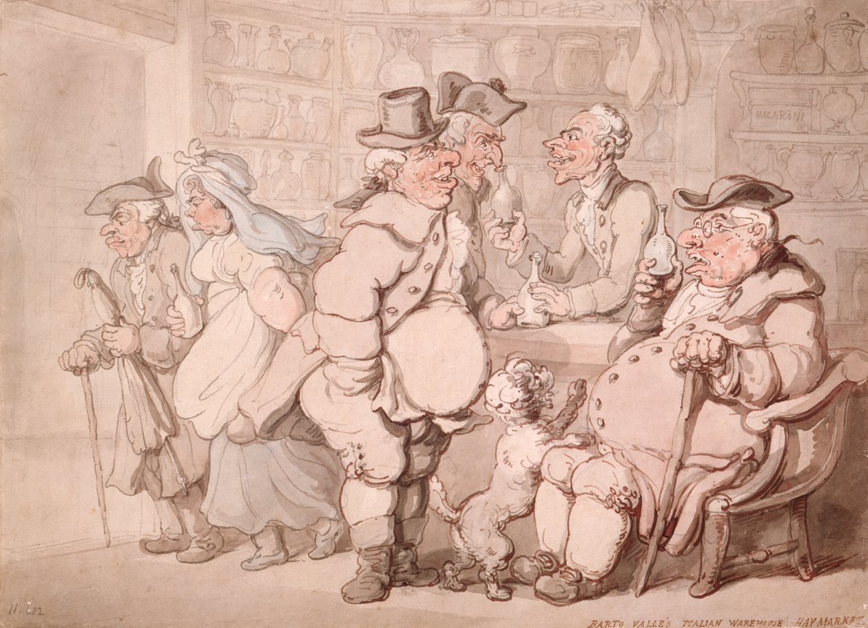 Barto Valle olasz raktára, Haymarket, London alkotó: Thomas Rowlandson