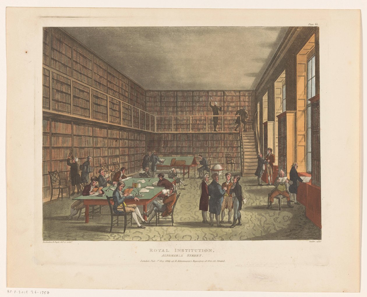 A londoni Királyi Intézet könyvtára Királyi Intézet, Albemarle Street (cím az objektumon) alkotó: Thomas Rowlandson