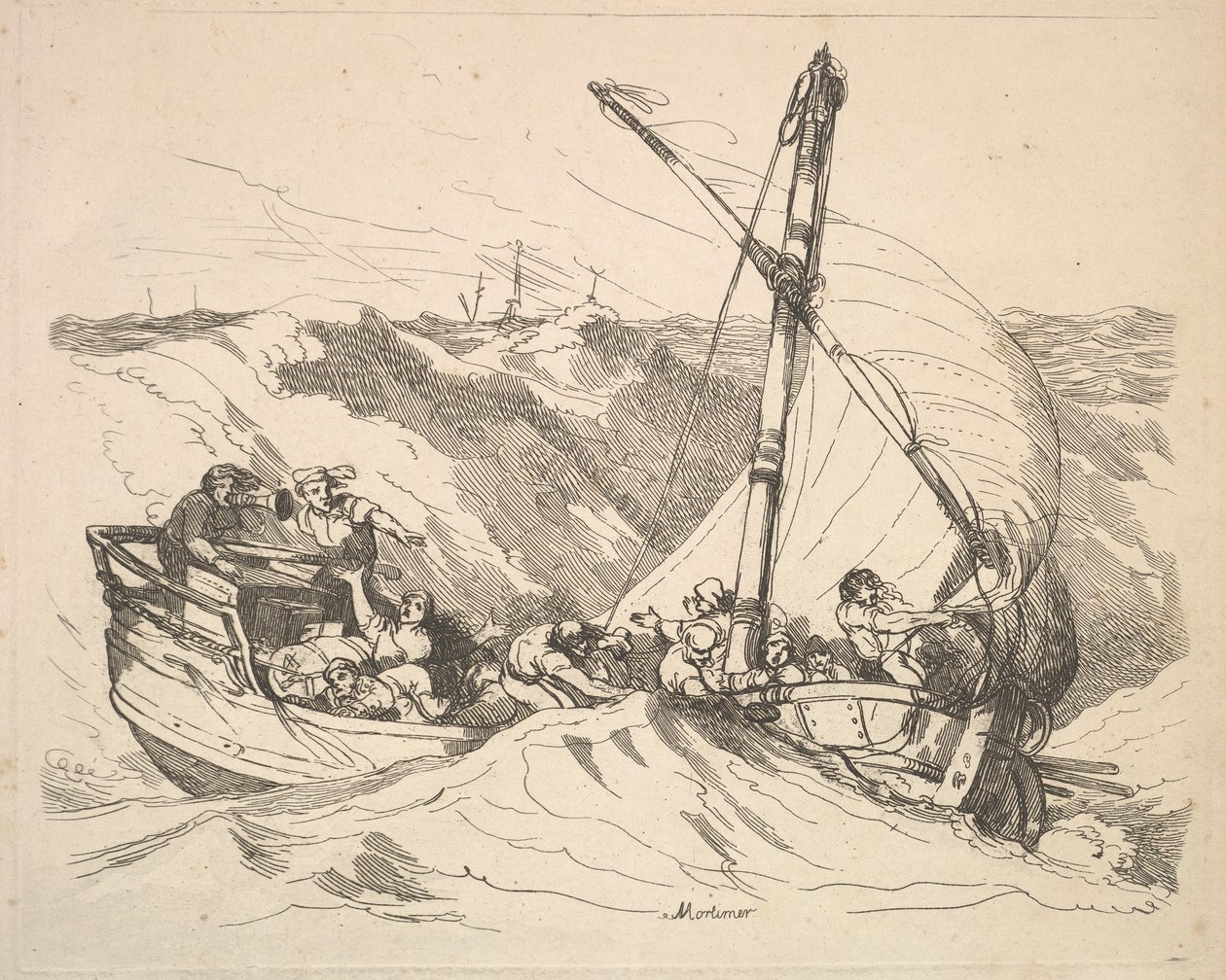 Hajó viharban a tengeren, 1784-88. alkotó: Thomas Rowlandson