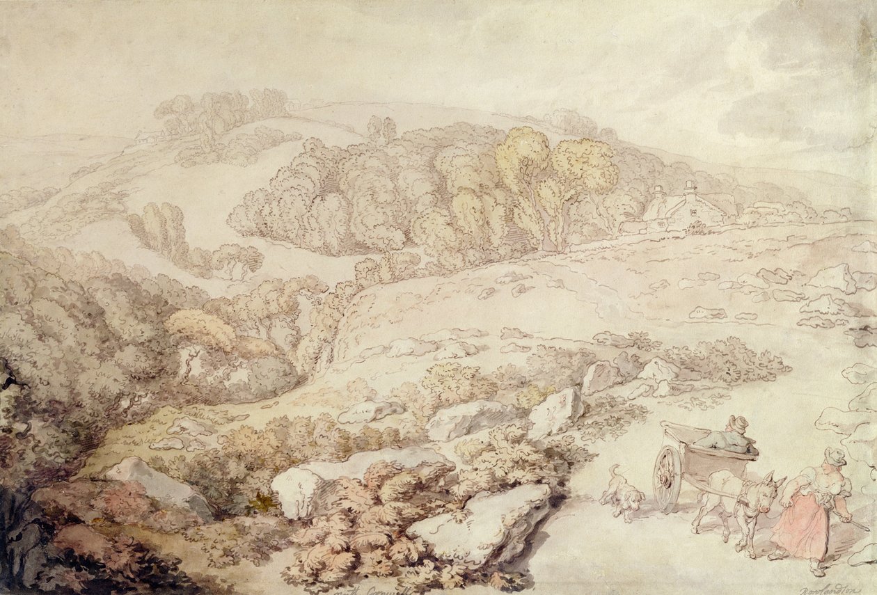 Bodmin Moor, North Cornwall, 1825 körül (toll, tinta és akvarell papíron) alkotó: Thomas Rowlandson