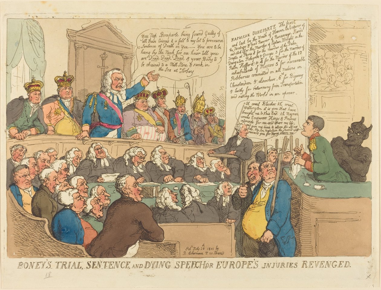Boney tárgyalása, ítélete és haldokló beszéde alkotó: Thomas Rowlandson