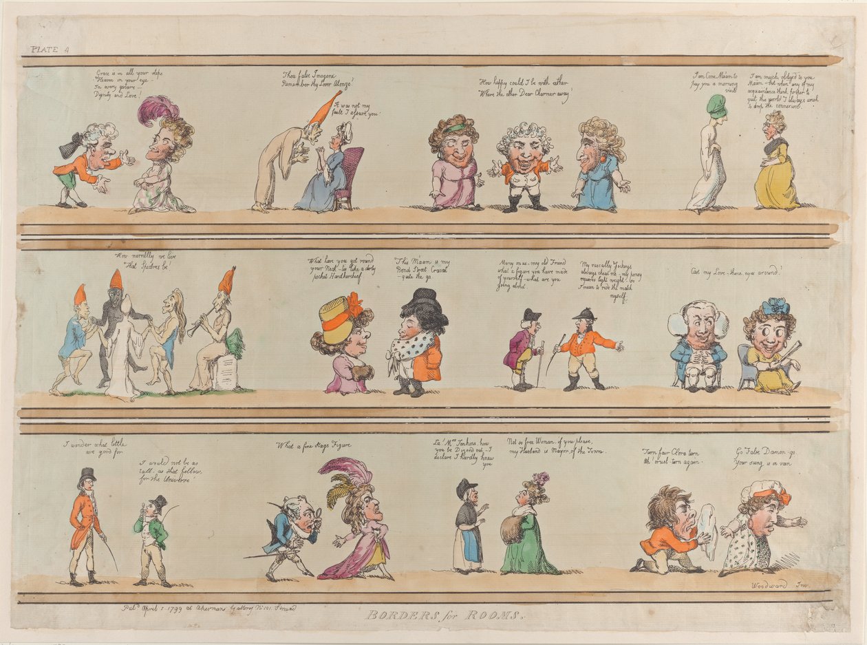 Szobák határai, 4. tábla, 1799. április 1., 1799. április 1. alkotó: Thomas Rowlandson