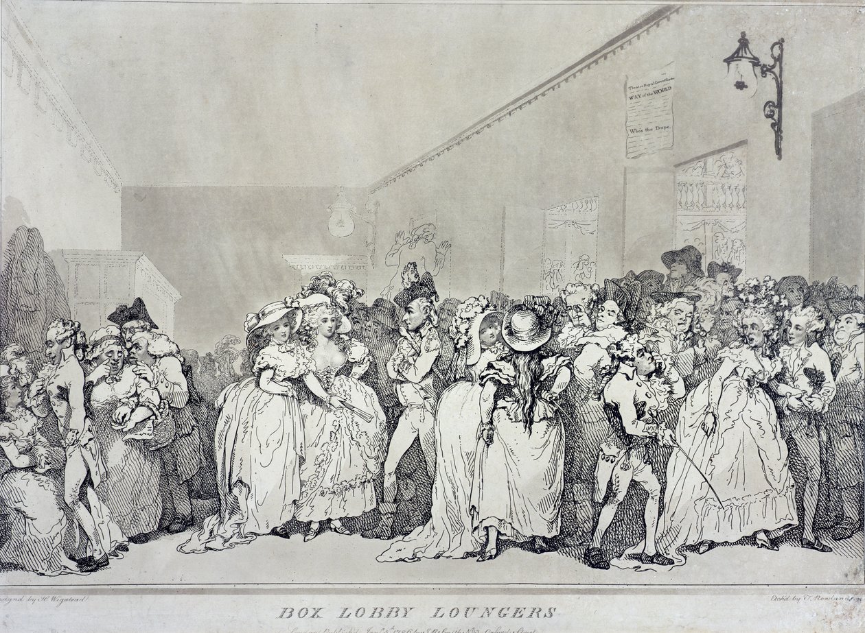 Box Lobby Loungers, Henry Wigstead (kb. 1745-93) terve alapján Rowlandson martatta, pub. John Raphael Smith, 1786 (szépia metszet) alkotó: Thomas Rowlandson