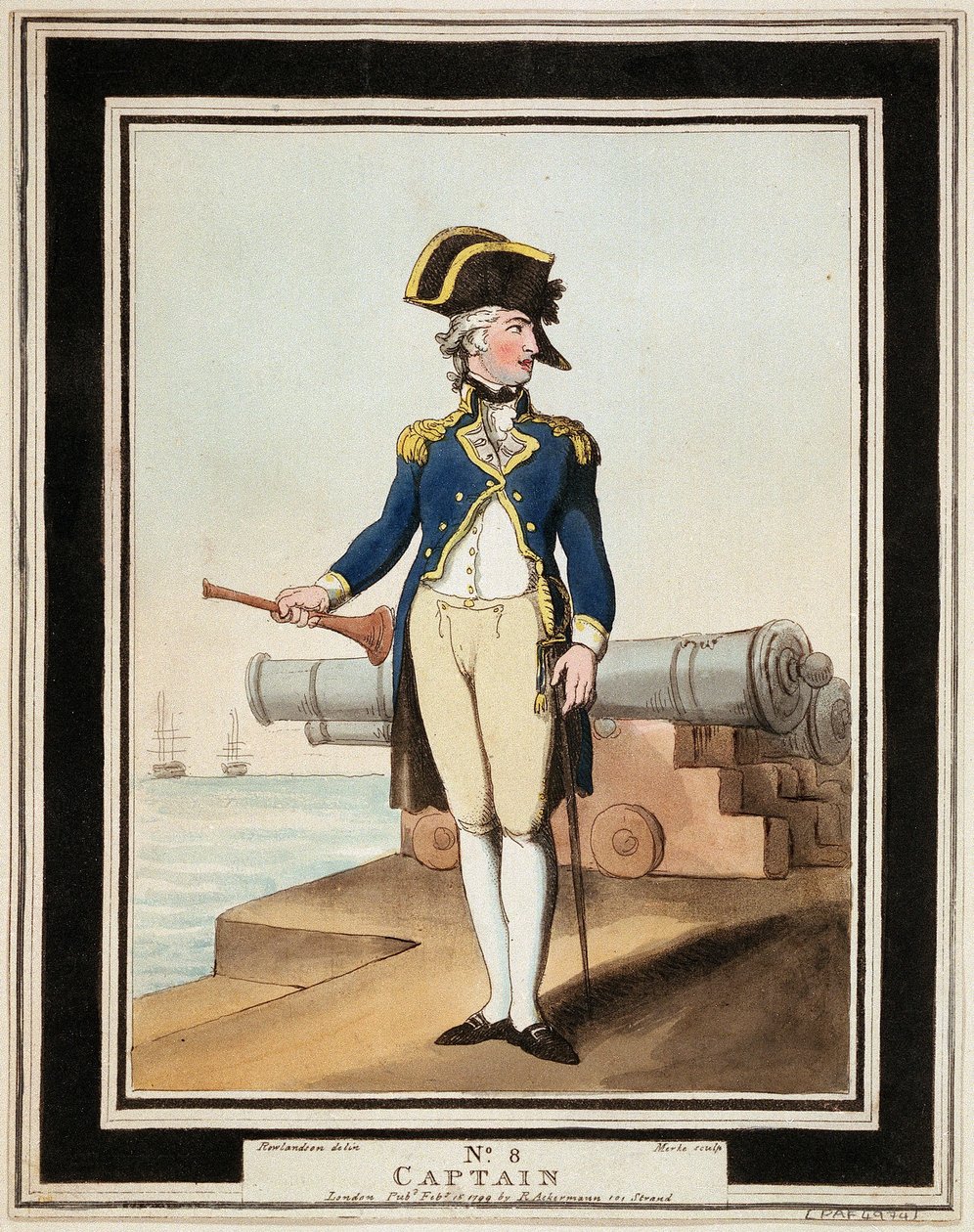 A királyi haditengerészet kapitánya a 18. században alkotó: Thomas Rowlandson