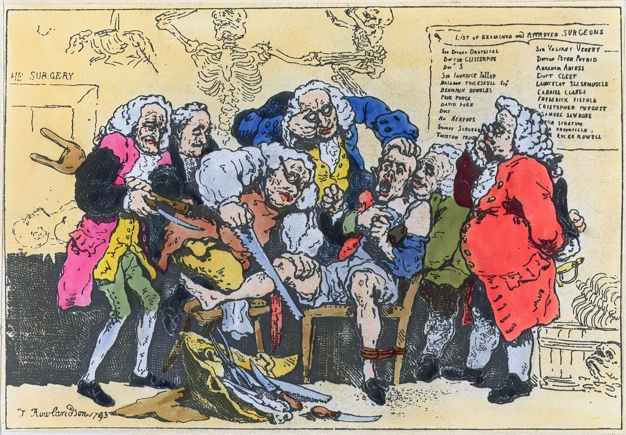 Karikatúra grúz sebészekről munka közben alkotó: Thomas Rowlandson