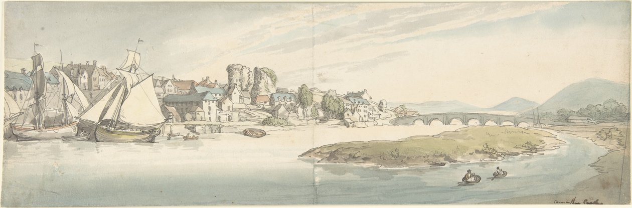 Carmarthen-kastély, Wales alkotó: Thomas Rowlandson