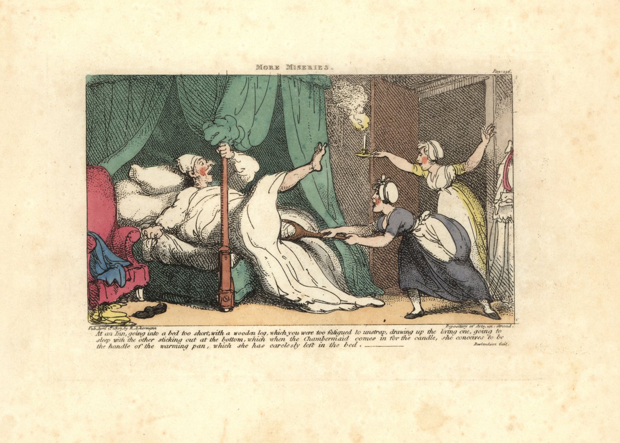Alvó vendég falábát húzó szobalány. alkotó: Thomas Rowlandson