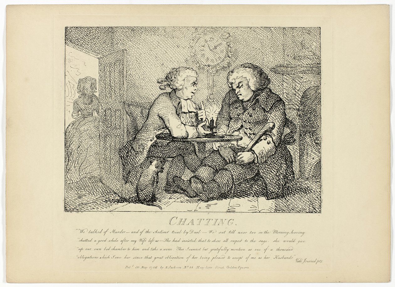Csevegés, Boswell Hebridák körútja című művéből alkotó: Thomas Rowlandson
