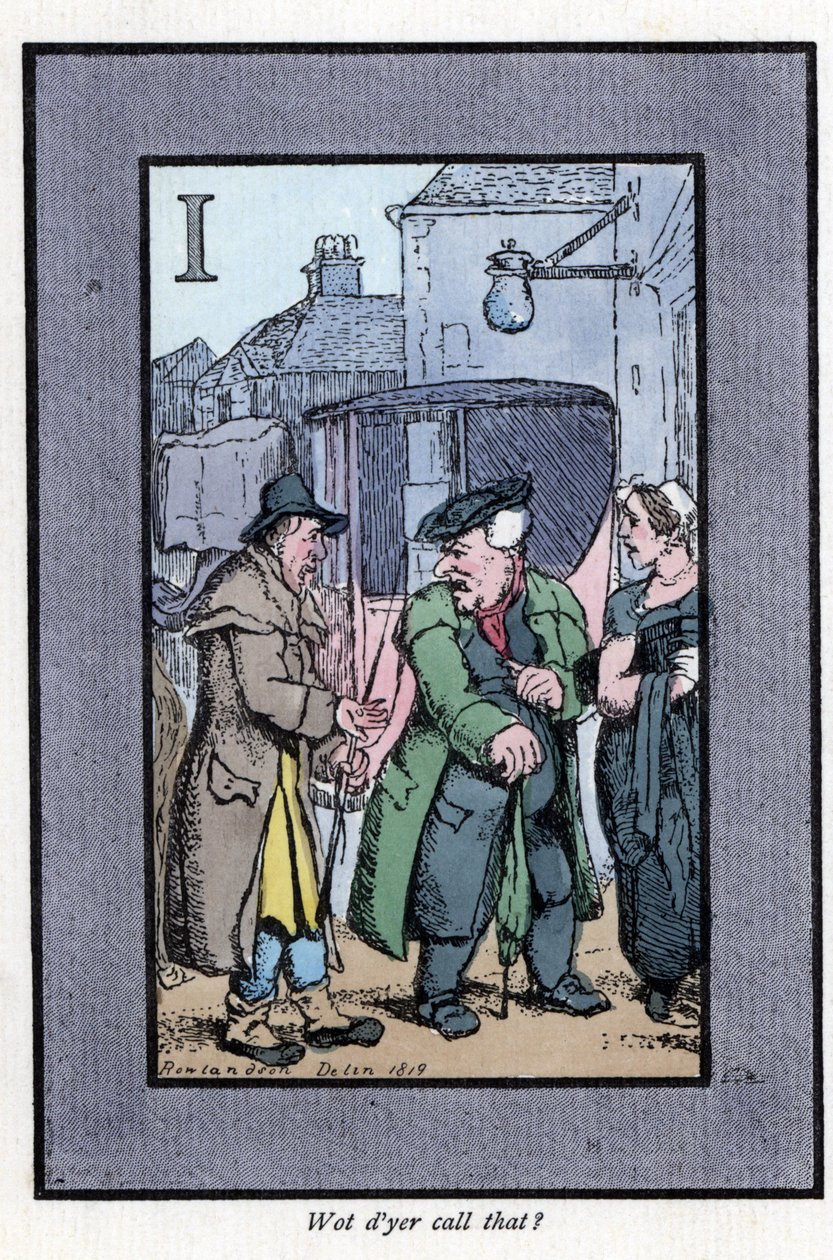 Ellenőrizze, hogy Hackney apró borravalók miatt panaszkodik az utasoknak (1819). Thomas Rowlandson (1756-1827) festménye alapján készült fametszet, amely a londoni válságban jelent meg: hat bájos gyerekkel és közel 40 illusztrációval, Andrew Tuer, Field és alkotó: Thomas Rowlandson