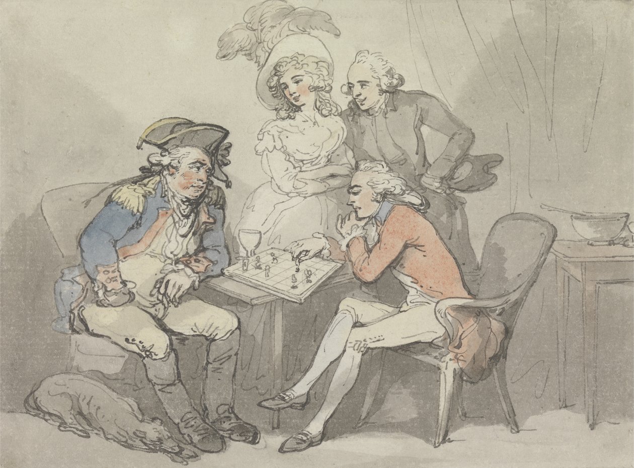Sakkmatt, 1790 körül (akvarell és tinta grafit felett, papíron) alkotó: Thomas Rowlandson