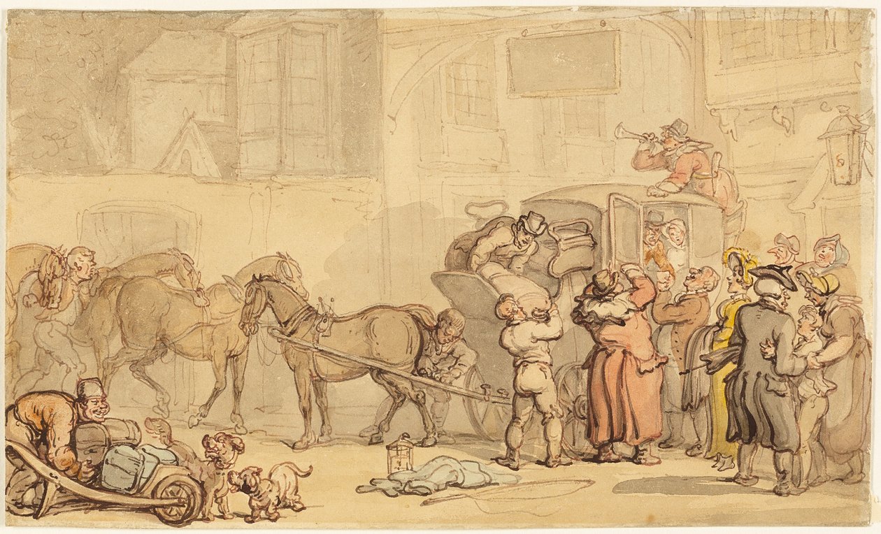 Edző váltó lovak alkotó: Thomas Rowlandson
