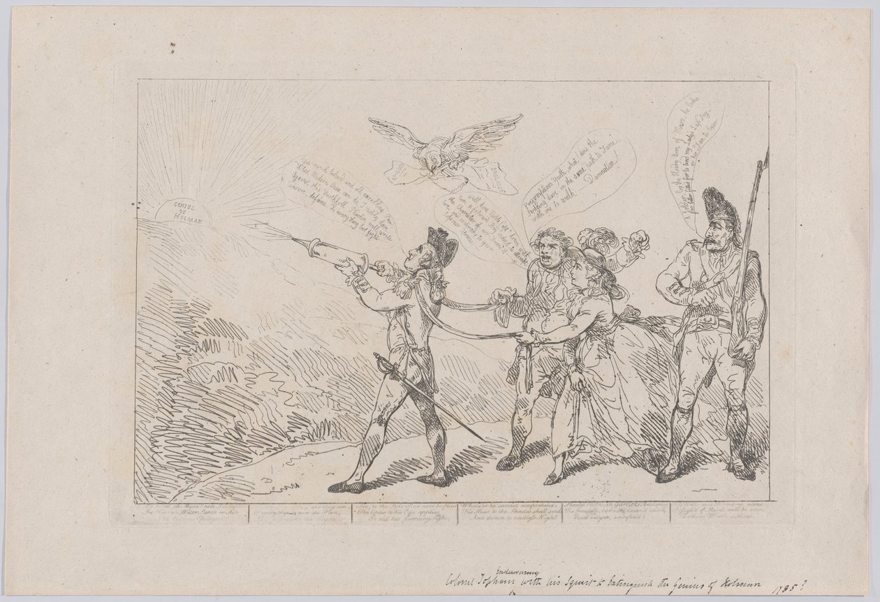 [Col. Topham 1784. december 10-én törekszik a spriccelésével, hogy kioltsa Holma géniuszát.... alkotó: Thomas Rowlandson