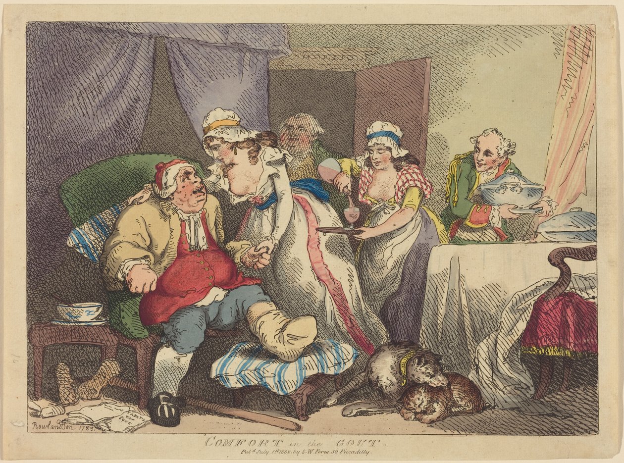 Kényelem köszvény esetén alkotó: Thomas Rowlandson