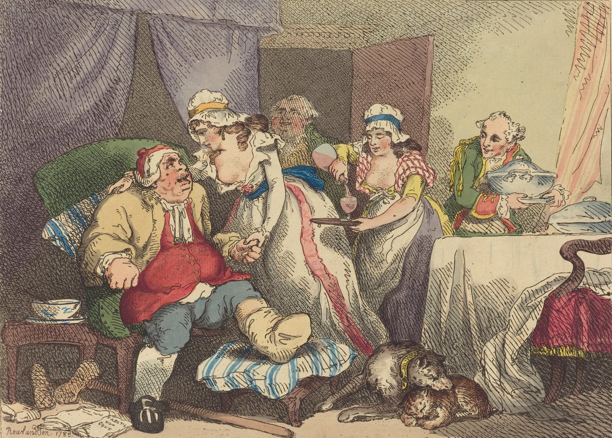Kényelem a köszvényben, 1785. alkotó: Thomas Rowlandson