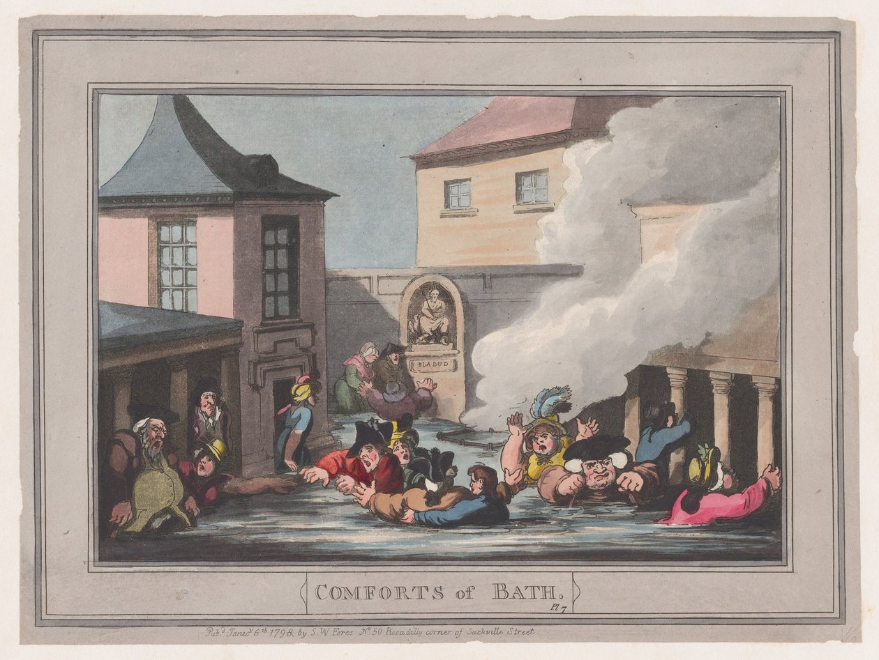 Fürdő kényelmei, 7. tábla, 1798. január 6., 1798. január 6. alkotó: Thomas Rowlandson