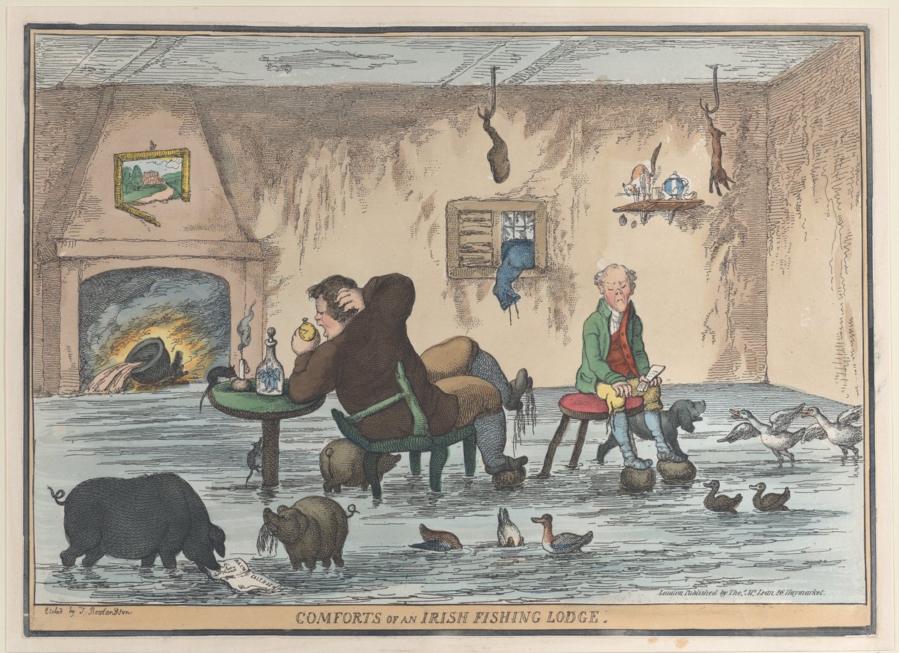 Egy ír horgászház kényelme, 1812. május 12., 1812. május 12. alkotó: Thomas Rowlandson