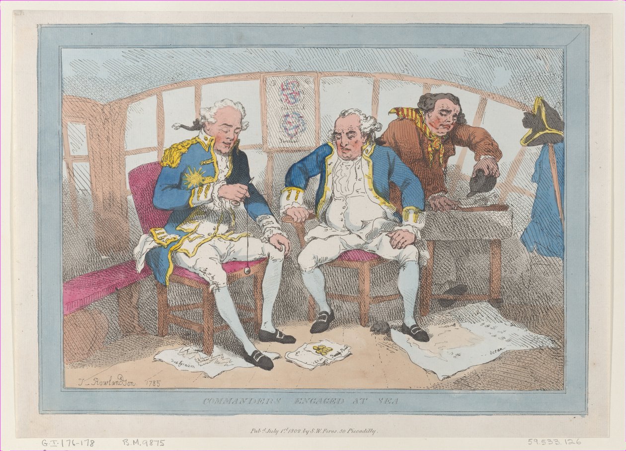 Commanders Engaged at Sea, [1785], újra kiadva 1802. július 1-jén, [1785], újra kiadva 1802. július 1-jén. alkotó: Thomas Rowlandson