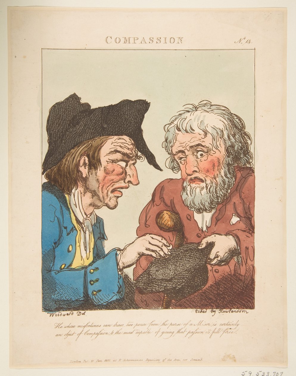 Compassion Le Brun Travested, avagy a szenvedélyek karikatúrái, 1800. január 21. alkotó: Thomas Rowlandson