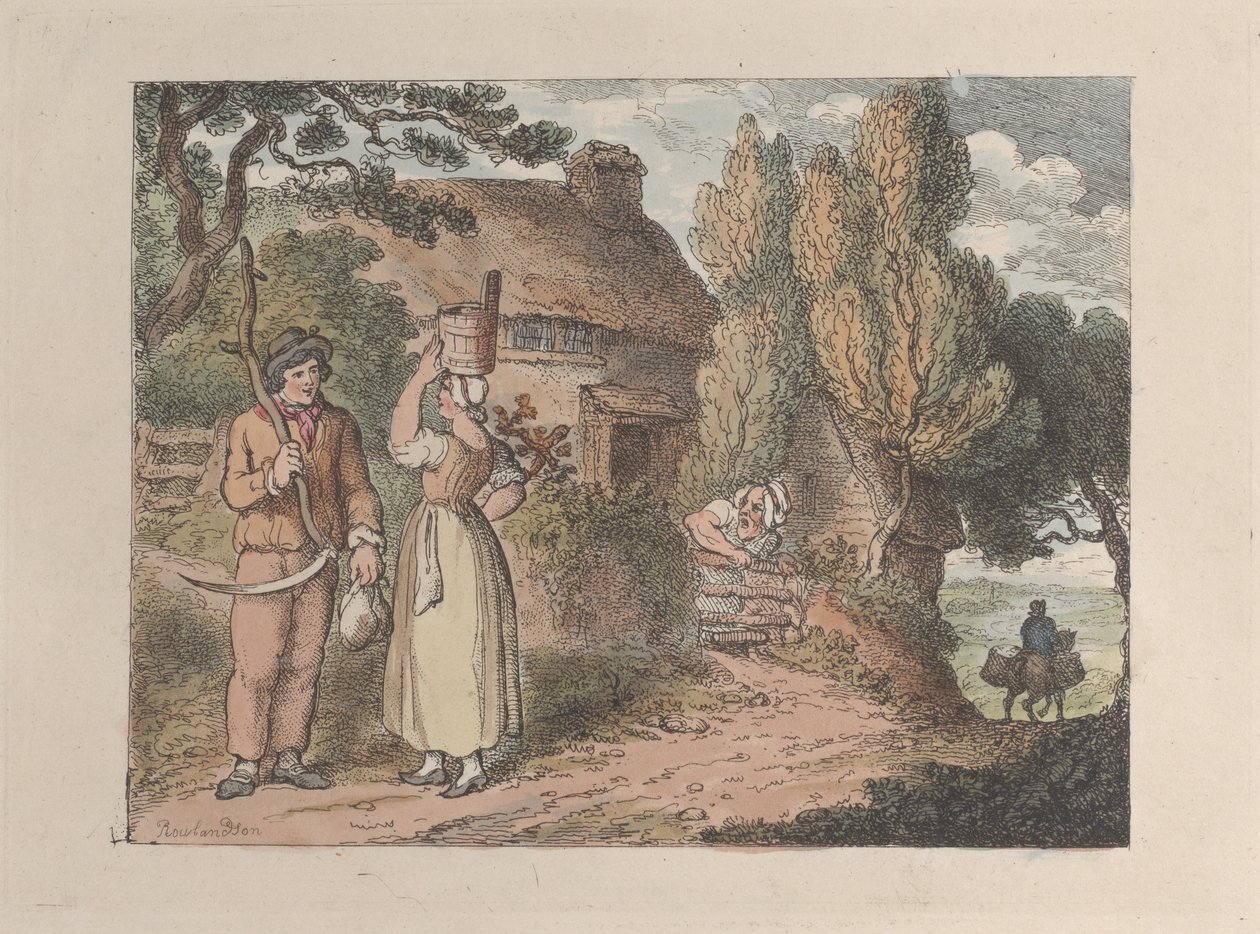 Cornwall, An Overlooker, a Views in Cornwallból, 1812., 1812. alkotó: Thomas Rowlandson