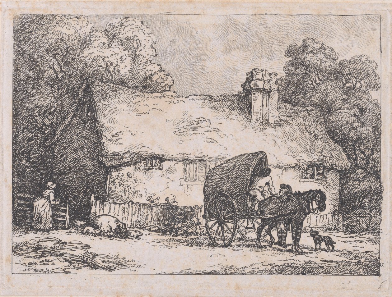 Vidéki ház szekérrel és disznókkal alkotó: Thomas Rowlandson