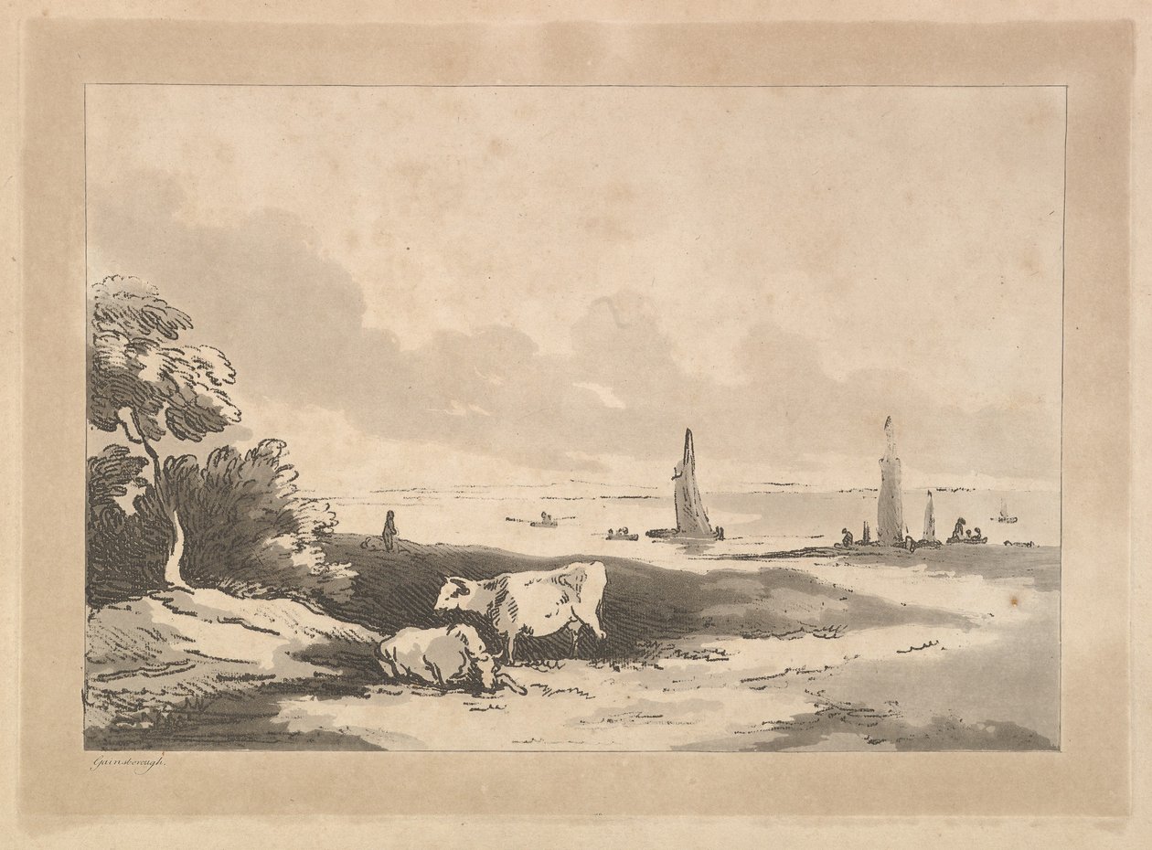 Tehenek és tengeri táj, 1783-89. alkotó: Thomas Rowlandson