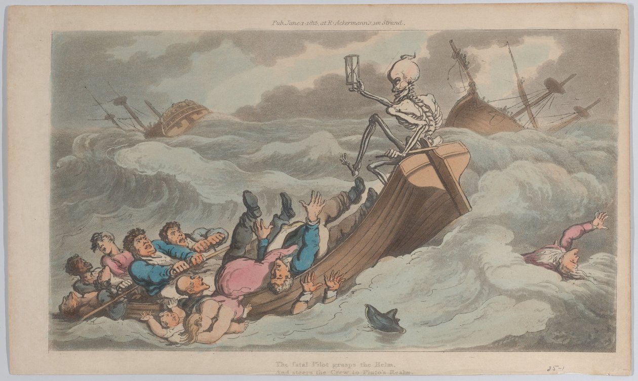 Death Turned Pilot from The English Dance of Death, vol. II, pl. 9., 1815. június 1., 1815. június 1. alkotó: Thomas Rowlandson
