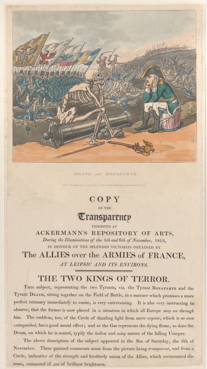 Halál és Bonaparte, A terror két királya, 1814. január 1., 1814. január 1. alkotó: Thomas Rowlandson