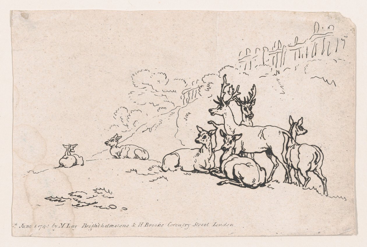 Szarvas a 3. tábláról, Alakrajzok, tájak és szarvasmarhák...a Le... használatára, 1790. június 1. alkotó: Thomas Rowlandson